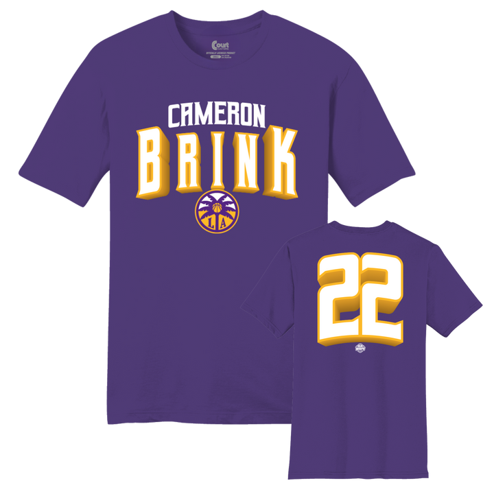 Purple t-shirt with 'Cameron Brink' and number '22' on a white background