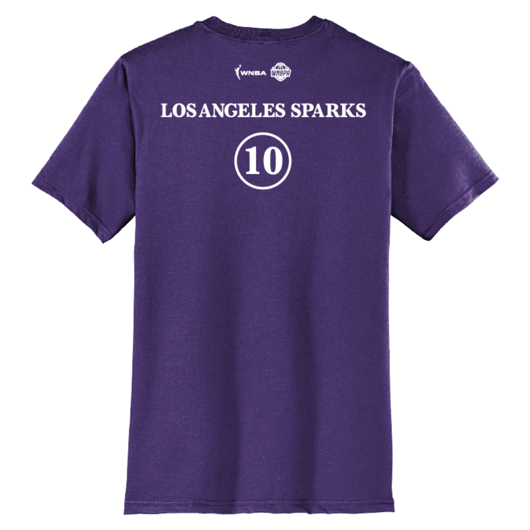 Purple t-shirt with 'Los Angeles Sparks' and number '10' on a white background